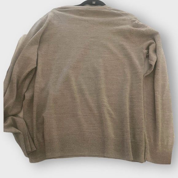 Men's Tan Pullover Merino Wool Blend Sweater - Picture 5 of 5